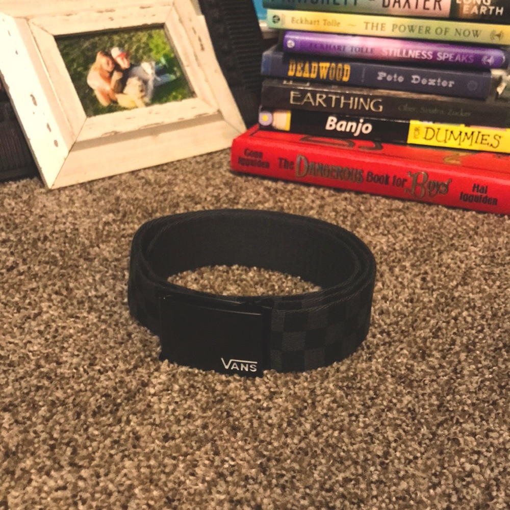 Vans 46in Black & Grey Checkered Belt with Clamp Buckle